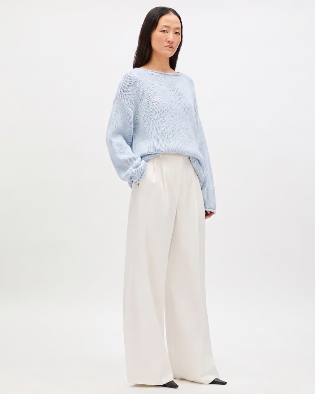 Draped Knit Sweater | Sky