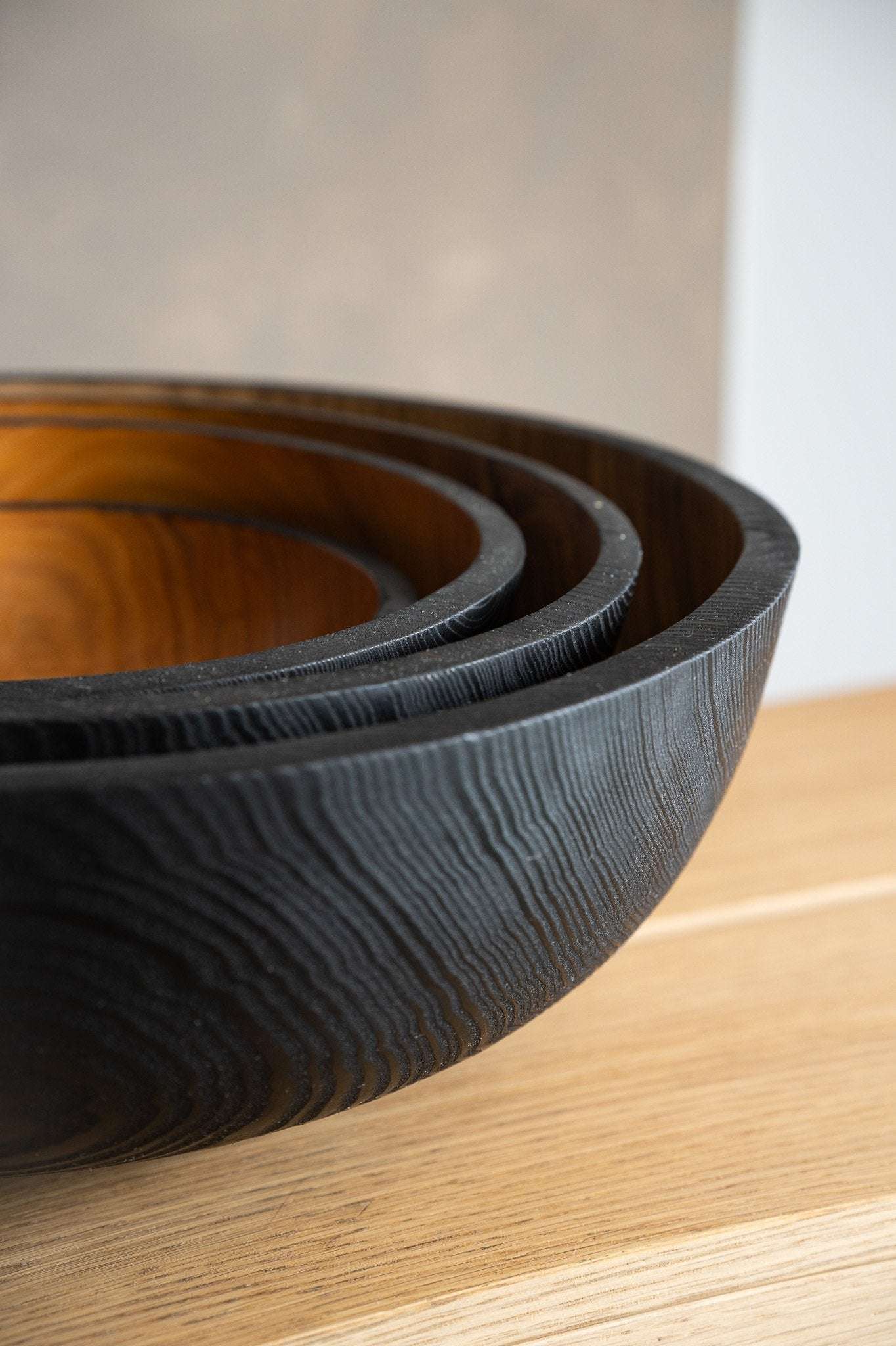 Hand Carved Extra Large Wooden Bowl. Half Charred