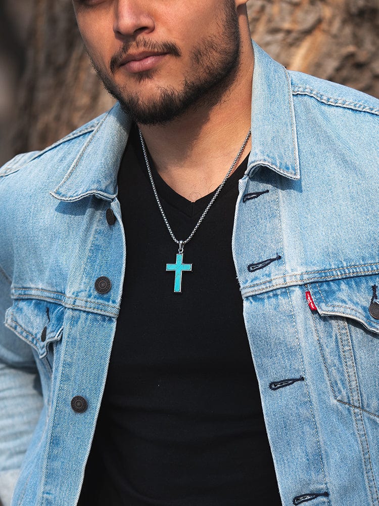 Turquoise Cross Pendant Necklace