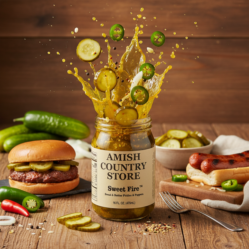 Sweet Fire Bread & Butter Pickles & Jalapeños | Amish Country Store | 16 oz
