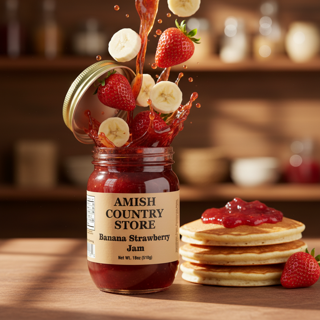 Banana Strawberry Jam | Sweet Old-Fashioned Fruit Spread | 18 oz