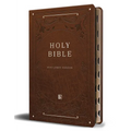 KJV Holy Bible, Giant Print Thinline Large Format, Brown Premium Imitation Leather with Ribbon Marker, Red Letter, and Thumb Index - Bonded Leather