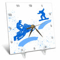 3dRose Alexis Design - Sport Winter - Snowmobile, Snowboard, Snow. Winter Sport. Add Your Custom Text - Desk Clocks
