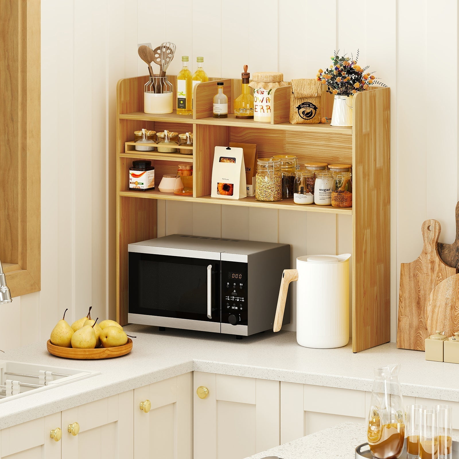 Desktop Bookshelf Countertop Storage Hutch with 6 Shelves