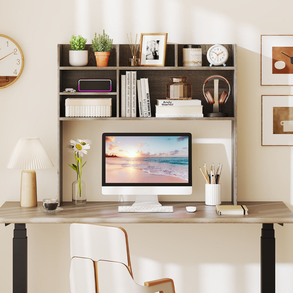 Desktop Bookshelf Countertop Storage Hutch with 6 Shelves