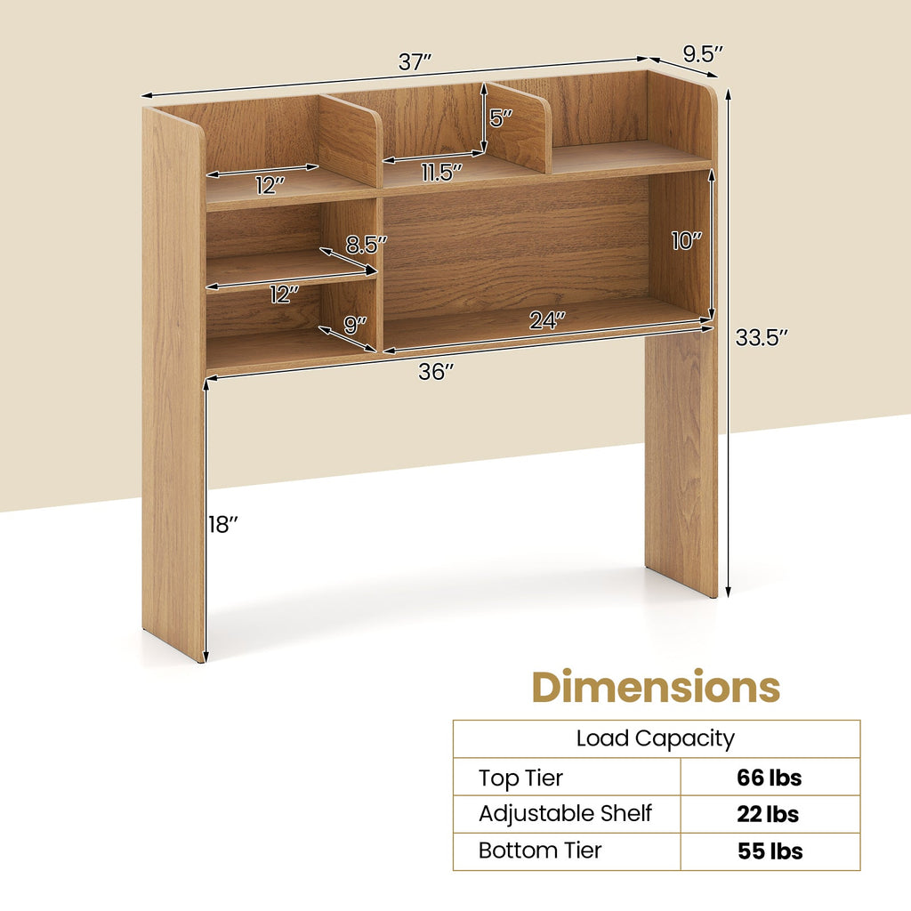 Desktop Bookshelf Countertop Storage Hutch with 6 Shelves
