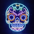 Dia De Los Muertos Hanuted Skull Death Mask Neon Signs
