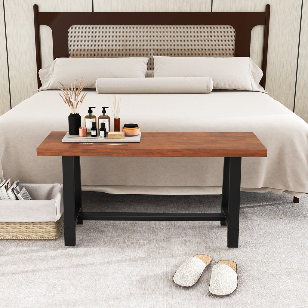 40 Inch Dining Bench 2 Person Entryway Shoe Bench with Metal Frame