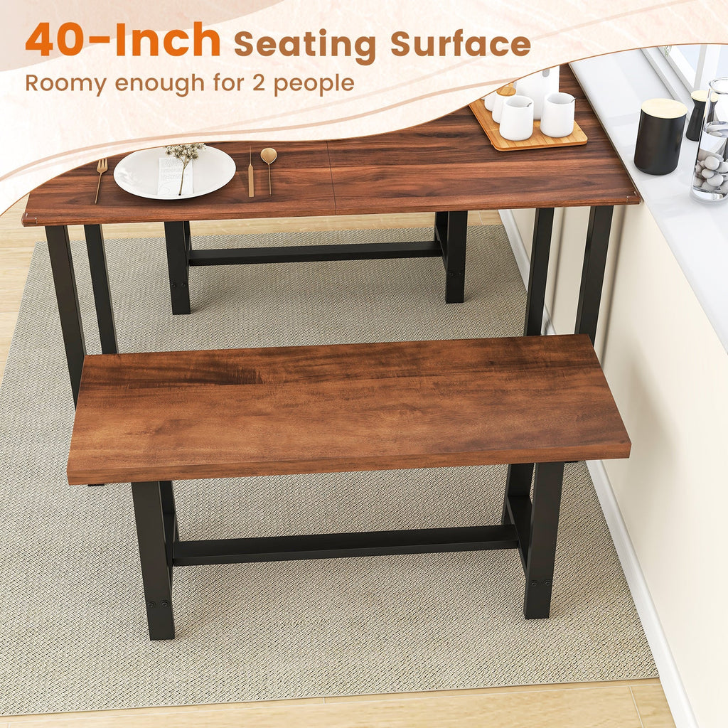 40 Inch Dining Bench 2 Person Entryway Shoe Bench with Metal Frame