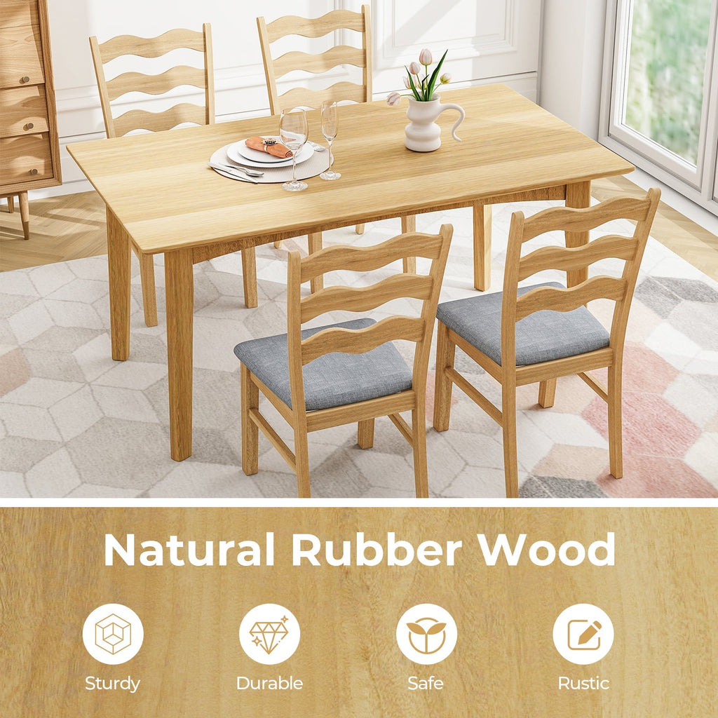 Dining Chair Set of 2 Linen Fabric Upholstered Kitchen Chairs with Padded Seat-Natural