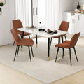 Faux-Leather Fabric Dining Chair Set of 2 with Metal Legs and Padded Seat