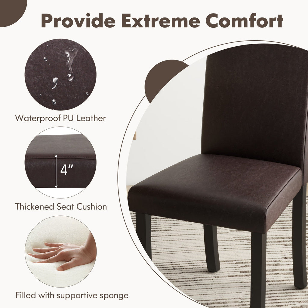 Dining Chair Set of 4 Upholstered Kitchen Dinette Chairs with Wood Frame