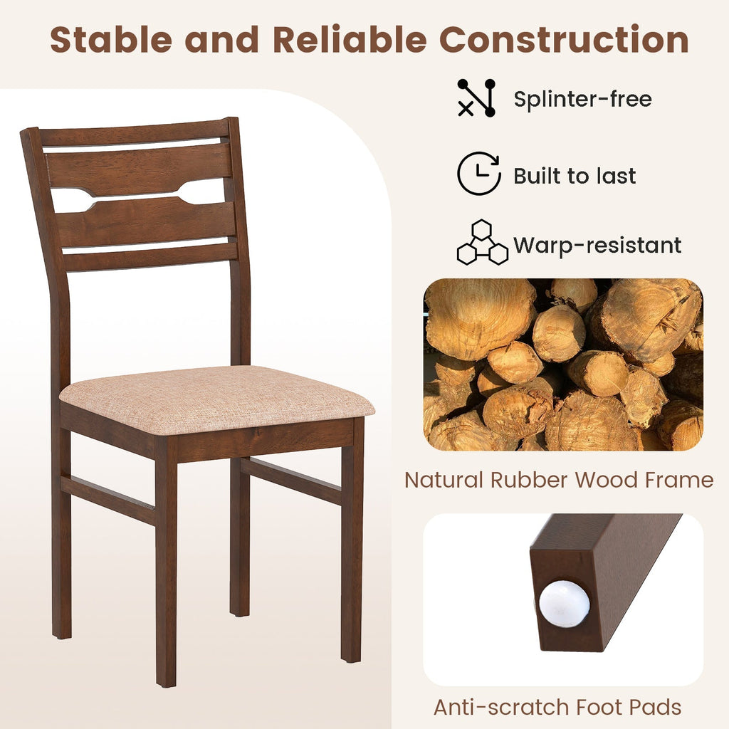 Dining Chair Set of 2/4 with Rubber Wood Frame and Padded Seat