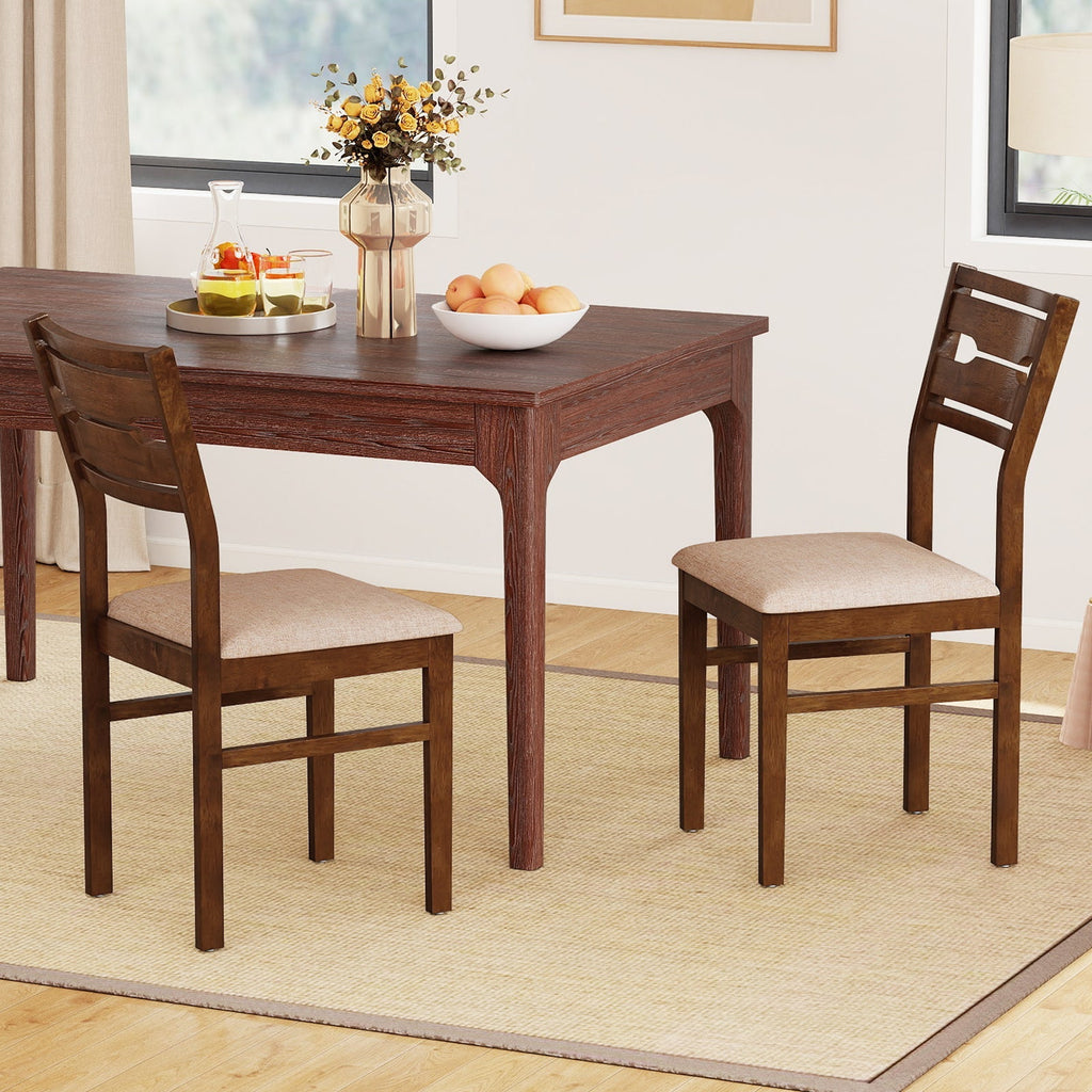 Dining Chair Set of 2/4 with Rubber Wood Frame and Padded Seat