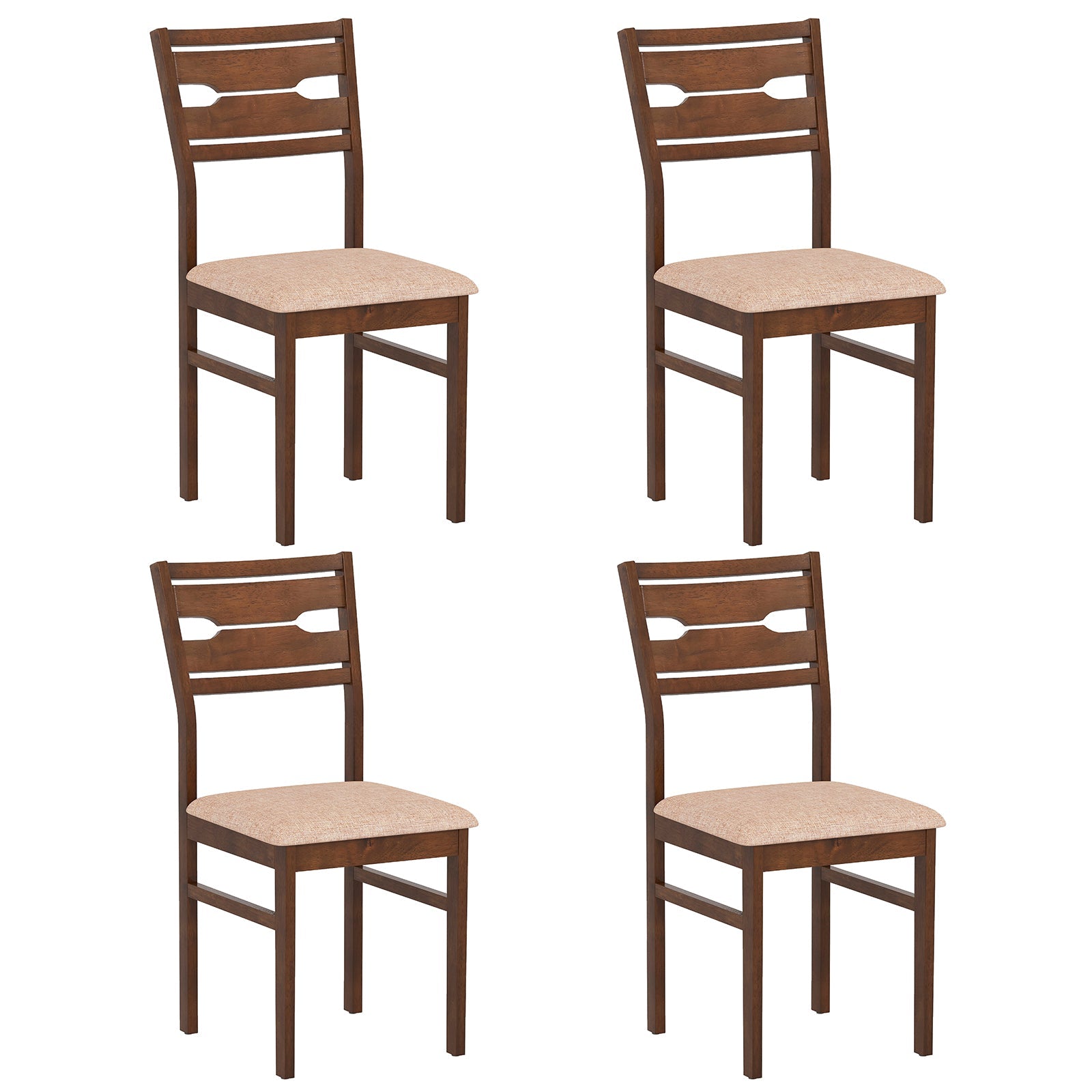 Dining Chair Set of 2/4 with Rubber Wood Frame and Padded Seat