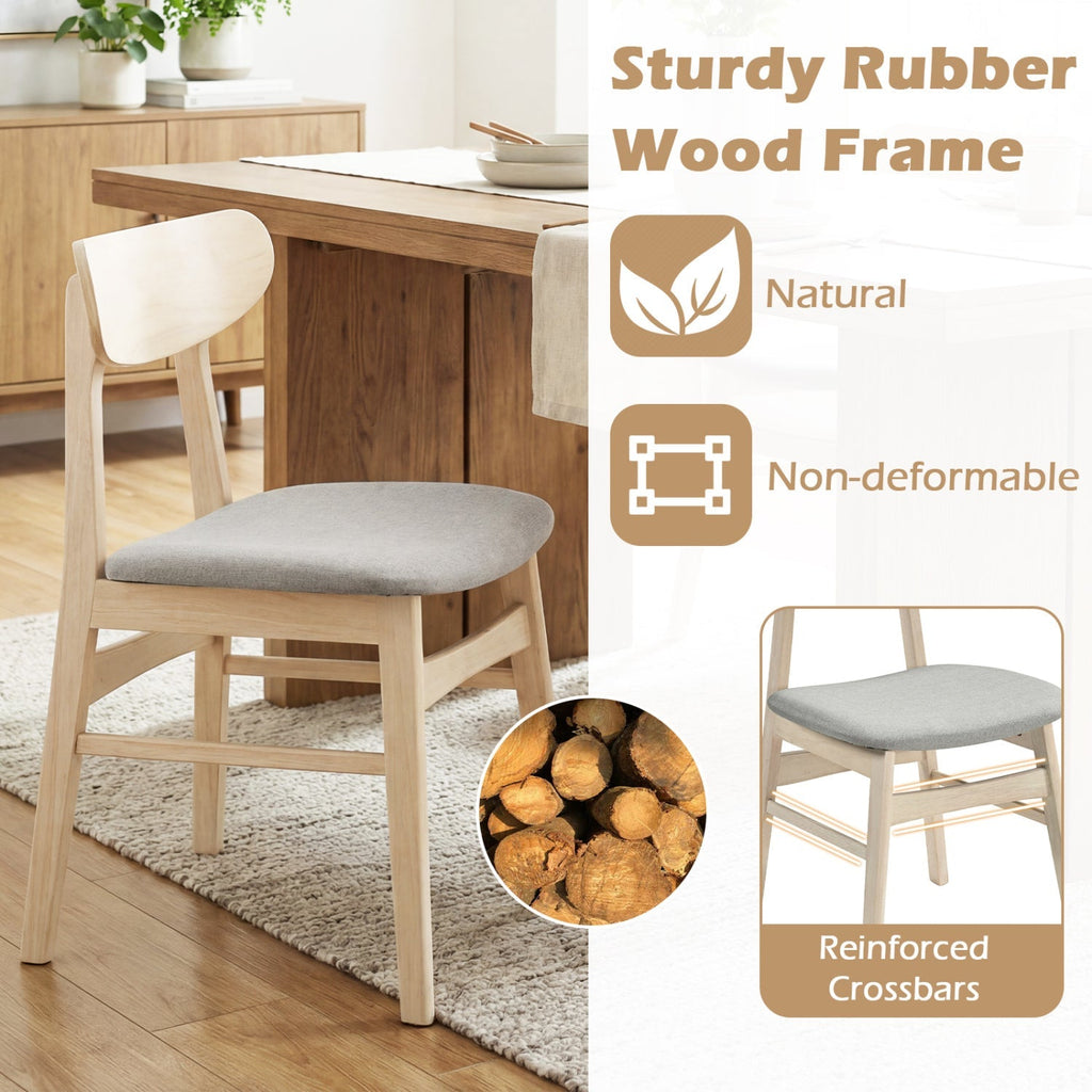 Dining Chair Set of 2 Fabric Upholstered Kitchen Armless Chairs-Natural