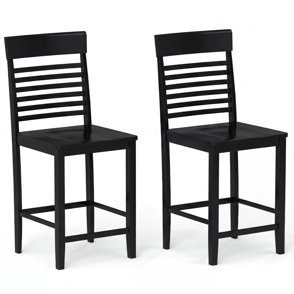 Dining Chair Set of 2 with Footrests and Solid Wood Frame