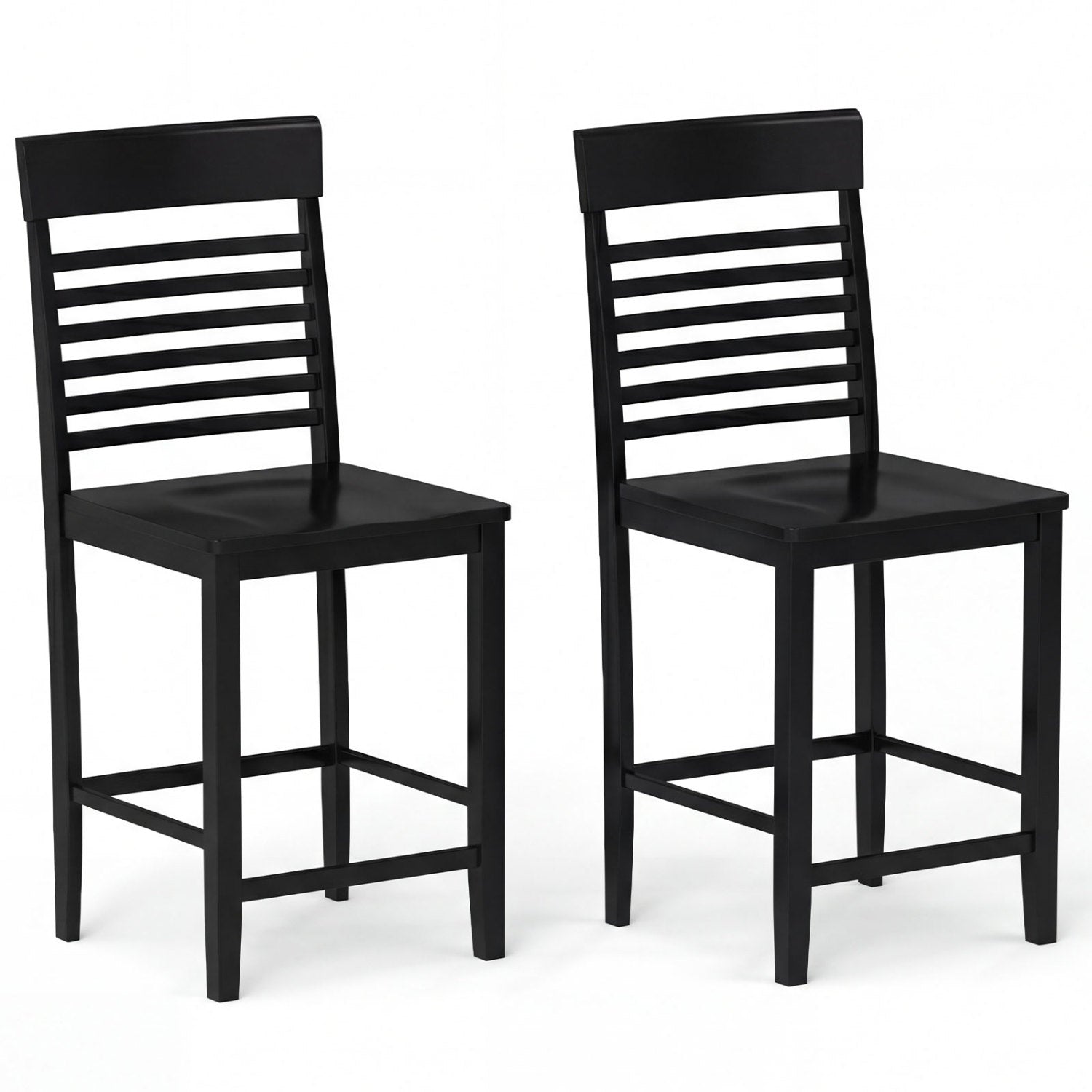 Dining Chair Set of 2 with Footrests and Solid Wood Frame