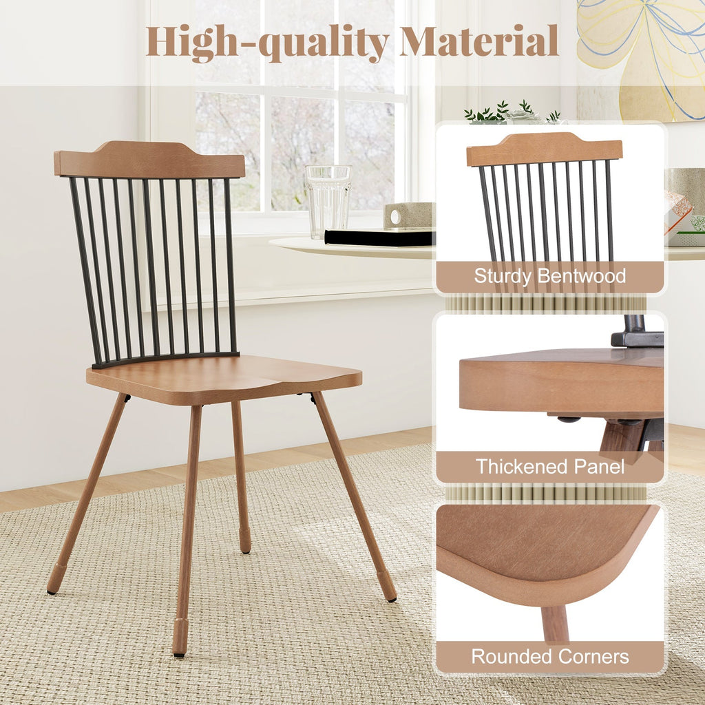 Dining Chair with Spindle Back and Ergonomic Contoured Seat Set of 2-Natural