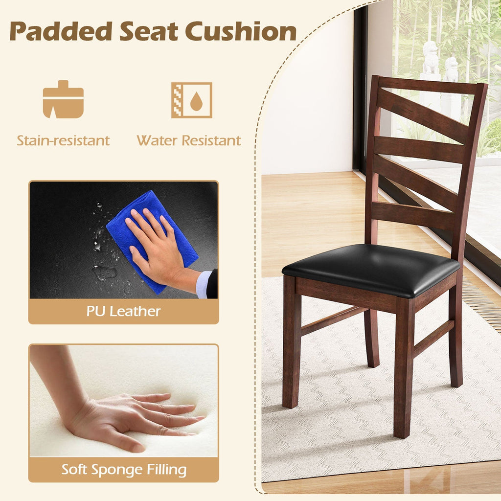 Dining Chairs Set of 2 Kitchen Side Chairs with Rubber Wood Legs-Walnut