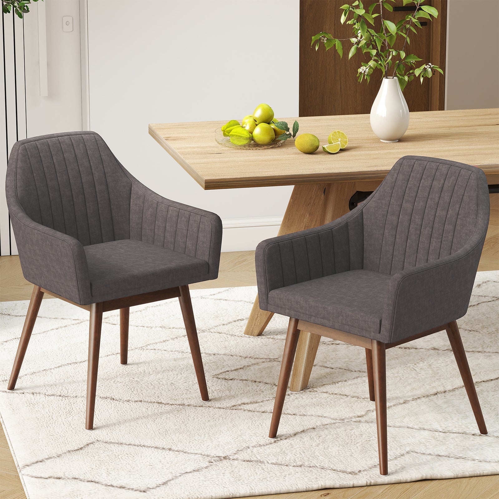 Dining Chairs Set of 2 Upholstered Accent Chairs with Comfy Padded Backrest and Seat