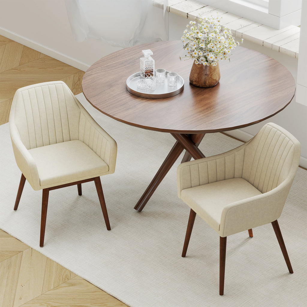 Dining Chairs Set of 2 Upholstered Accent Chairs with Comfy Padded Backrest and Seat