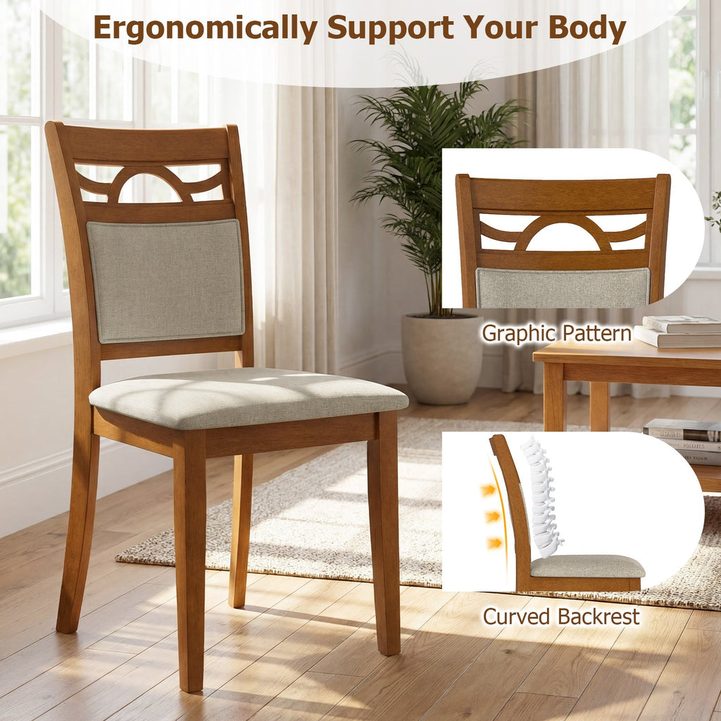 Dining Chairs Set of 2 Dining Room Chairs with Rubber Wood Frame-Brown