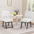 Dining Chairs Set of 2 Fabric Upholstered Kitchen Chairs with Padded Seatand Rubber Wood Legs-White+Grey