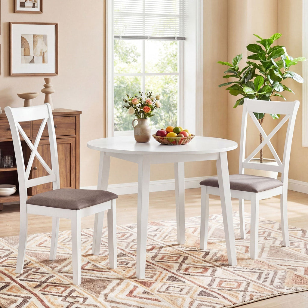 Dining Chairs Set of 4 Rubber Wood Dining Room Chairs with Comfortable Backrest and Padded Seat