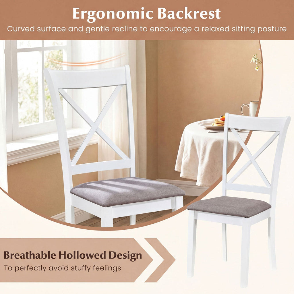Dining Chairs Set of 4 Rubber Wood Dining Room Chairs with Comfortable Backrest and Padded Seat
