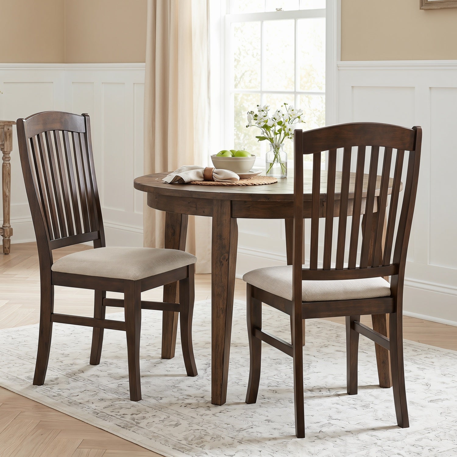 Mid-Century Dining Chairs Set of 2 with Curved Legs
