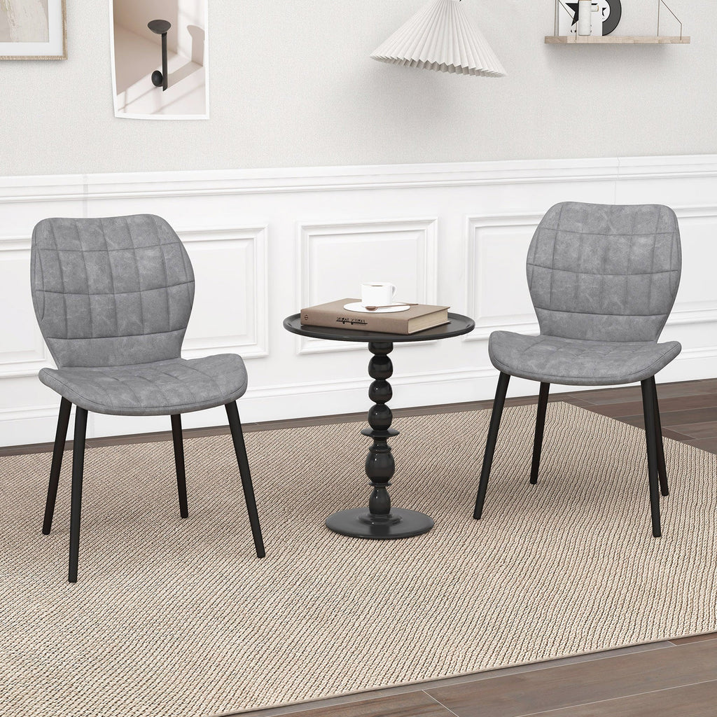 Dining Chairs Set of 2 with Padded Back Metal Legs and Adjustable Foot Pads