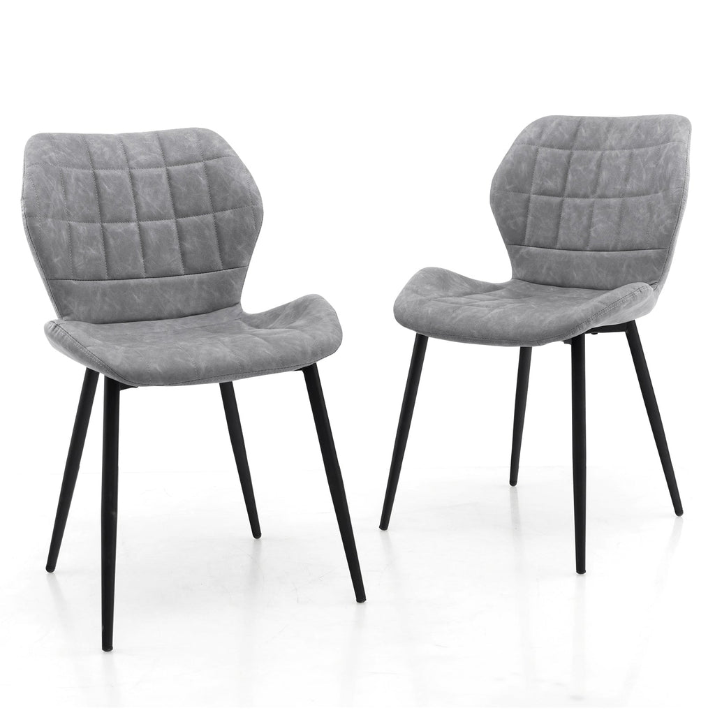 Dining Chairs Set of 2 with Padded Back Metal Legs and Adjustable Foot Pads