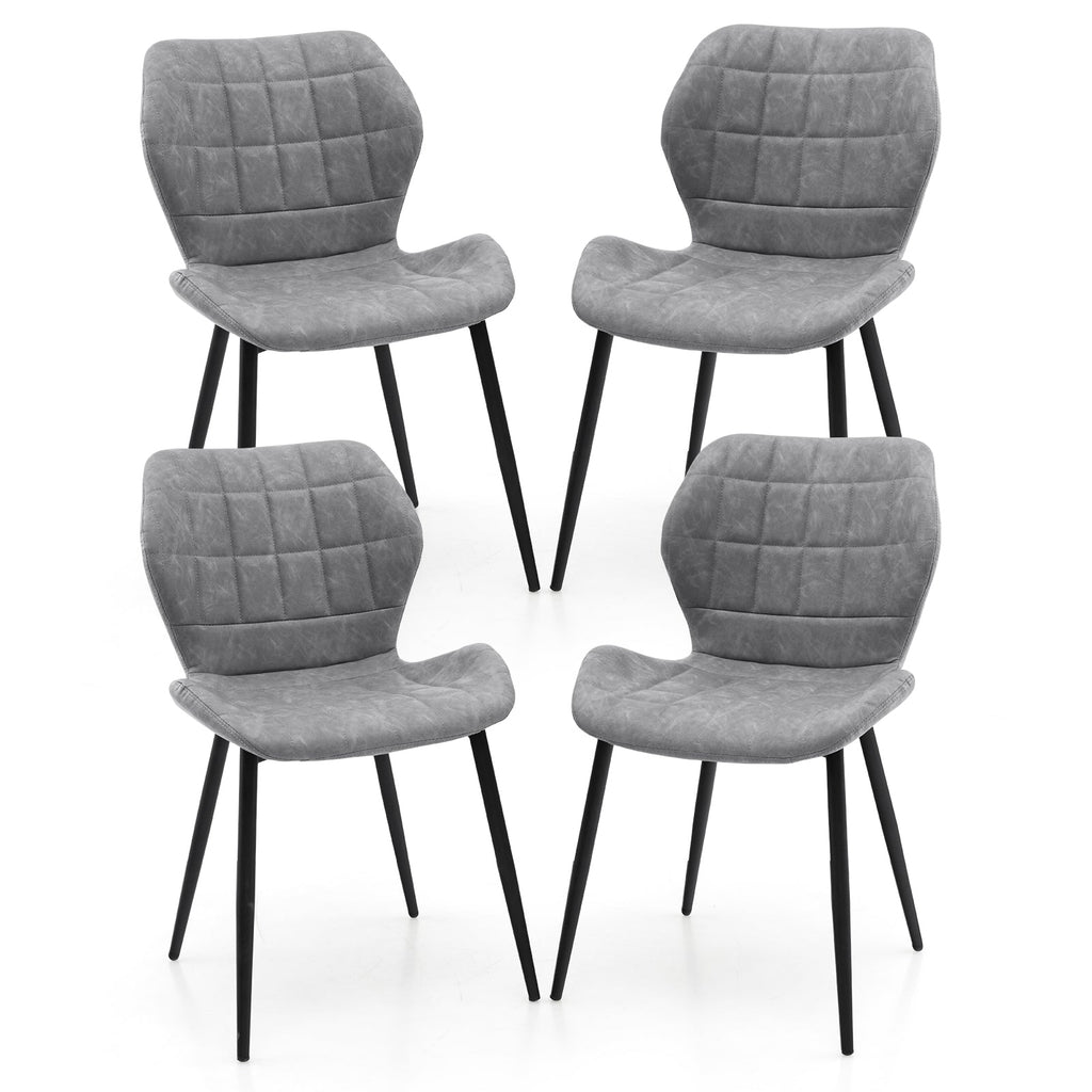 Dining Chairs Set of 2 with Padded Back Metal Legs and Adjustable Foot Pads