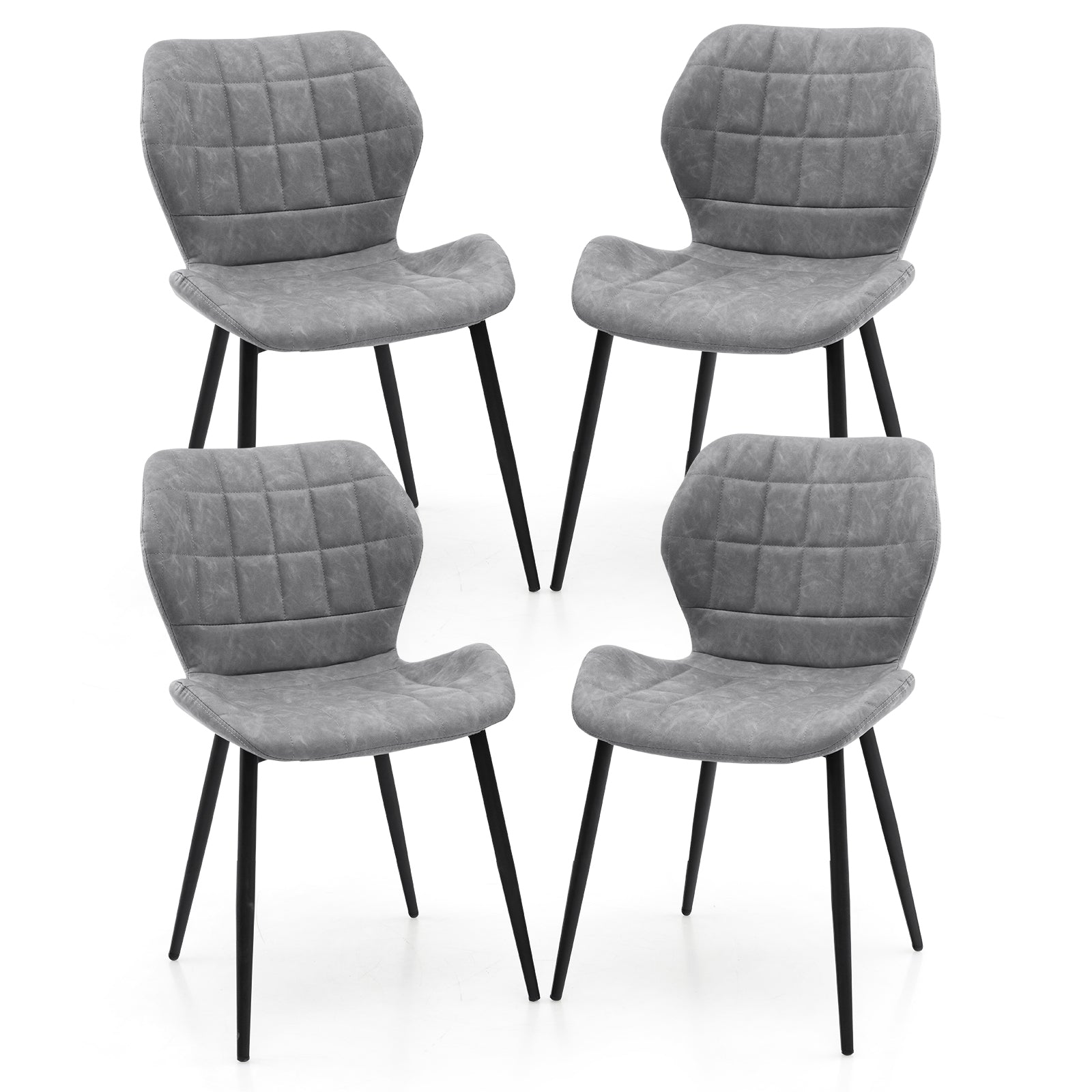 Dining Chairs Set of 2 with Padded Back Metal Legs and Adjustable Foot Pads