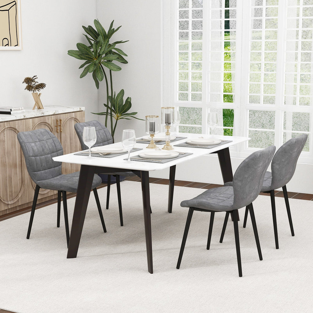 Dining Chairs Set of 2 with Padded Back Metal Legs and Adjustable Foot Pads