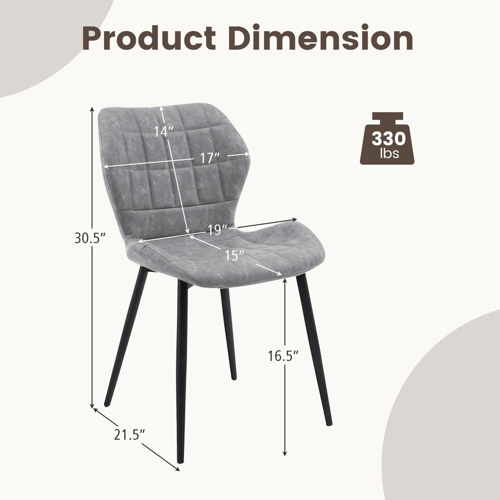 Dining Chairs Set of 2 with Padded Back Metal Legs and Adjustable Foot Pads