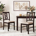 Dining Room Chairs Set of 2 Rubber Wood Dining Chairs with Hollowed Backrest-Brown