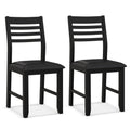 Wooden Dining Chair Set of 2 with Rubber Wood Frame and Padded Cushion