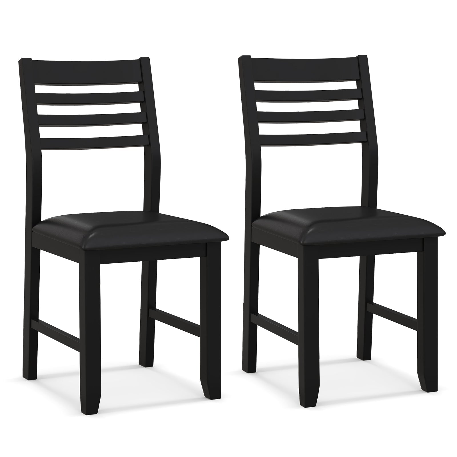 Wooden Dining Chair Set of 2 with Rubber Wood Frame and Padded Cushion