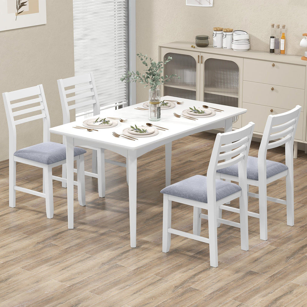 Wooden Dining Chair Set of 2 with Rubber Wood Frame and Padded Cushion