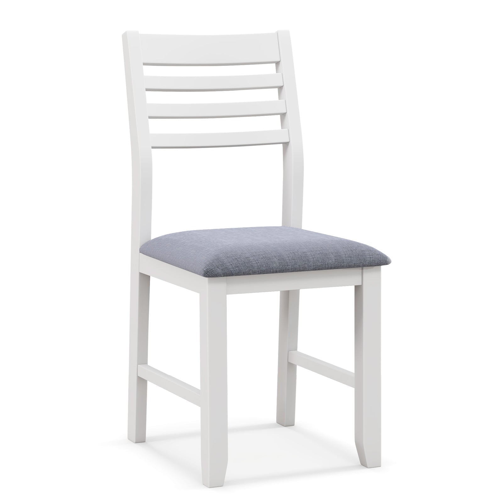 Wooden Dining Chair Set of 2 with Rubber Wood Frame and Padded Cushion