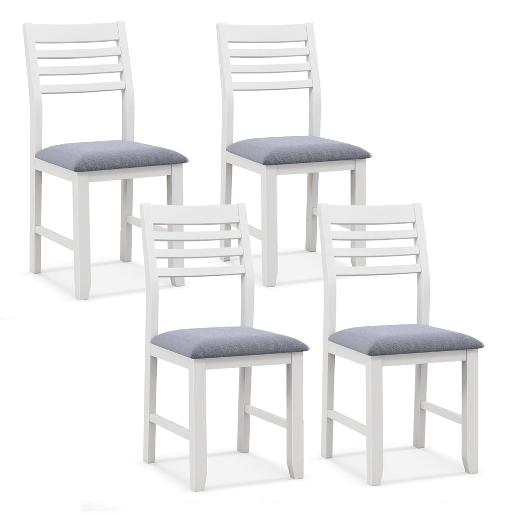 Wooden Dining Chair Set of 2 with Rubber Wood Frame and Padded Cushion