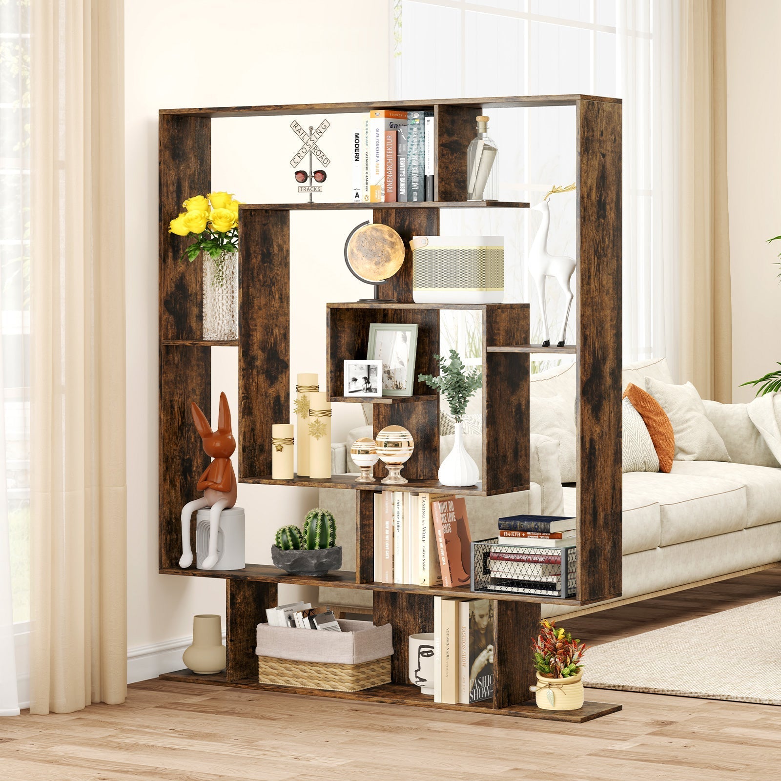 7-Tier Bookshelf Open Display Shelf Rack for Home Office