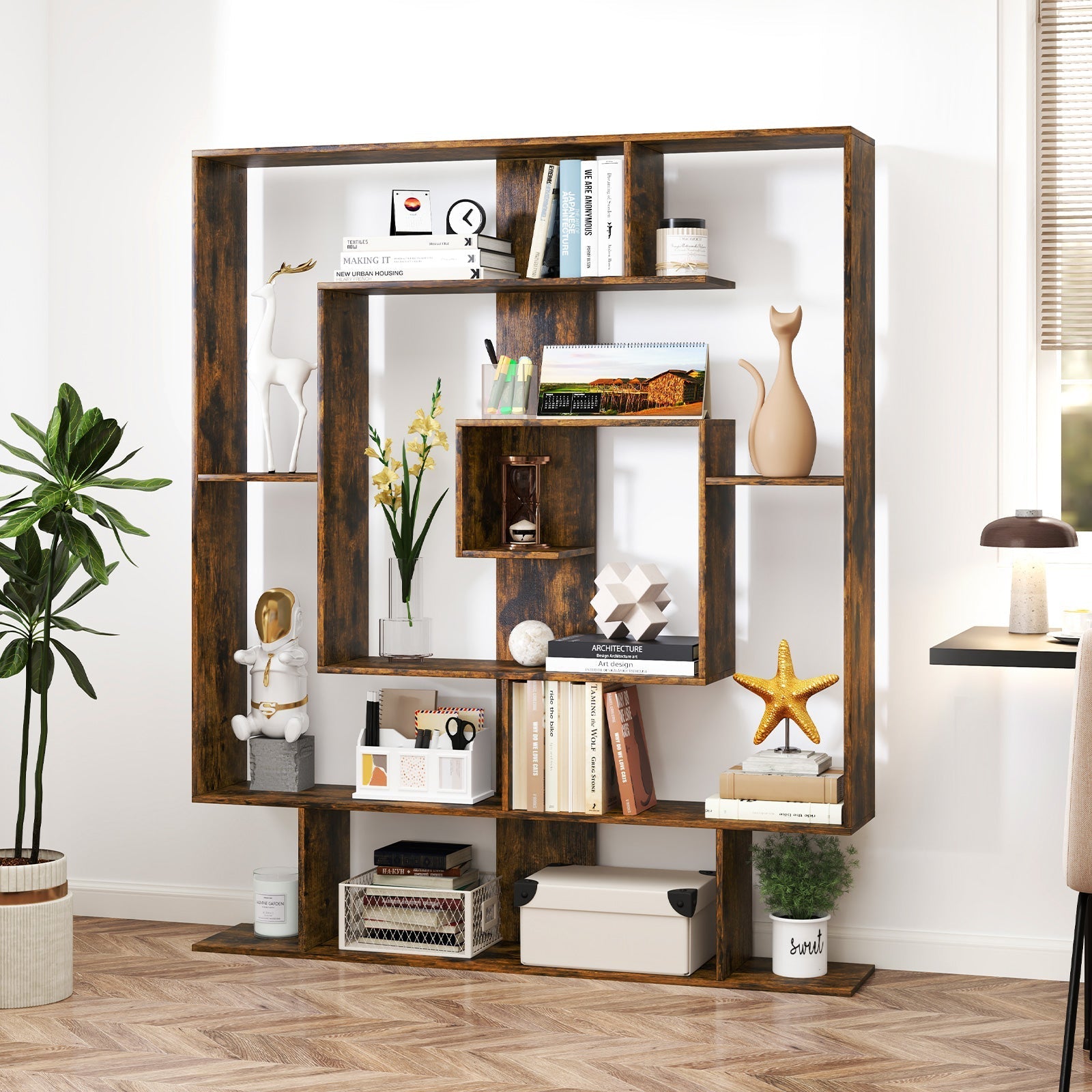 7-Tier Bookshelf Open Display Shelf Rack for Home Office