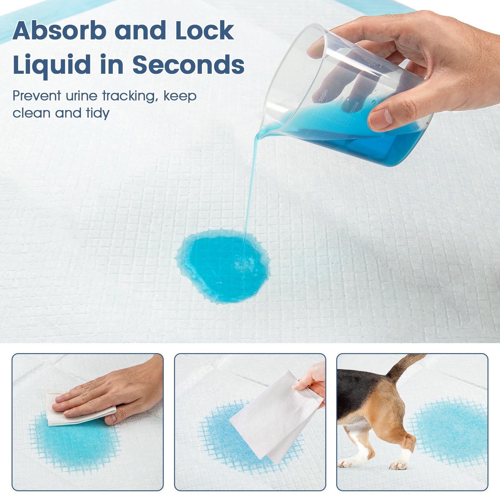 Dog and Puppy Pee Pads 18" x 13" (300 Counts) for Potty Training-Blue