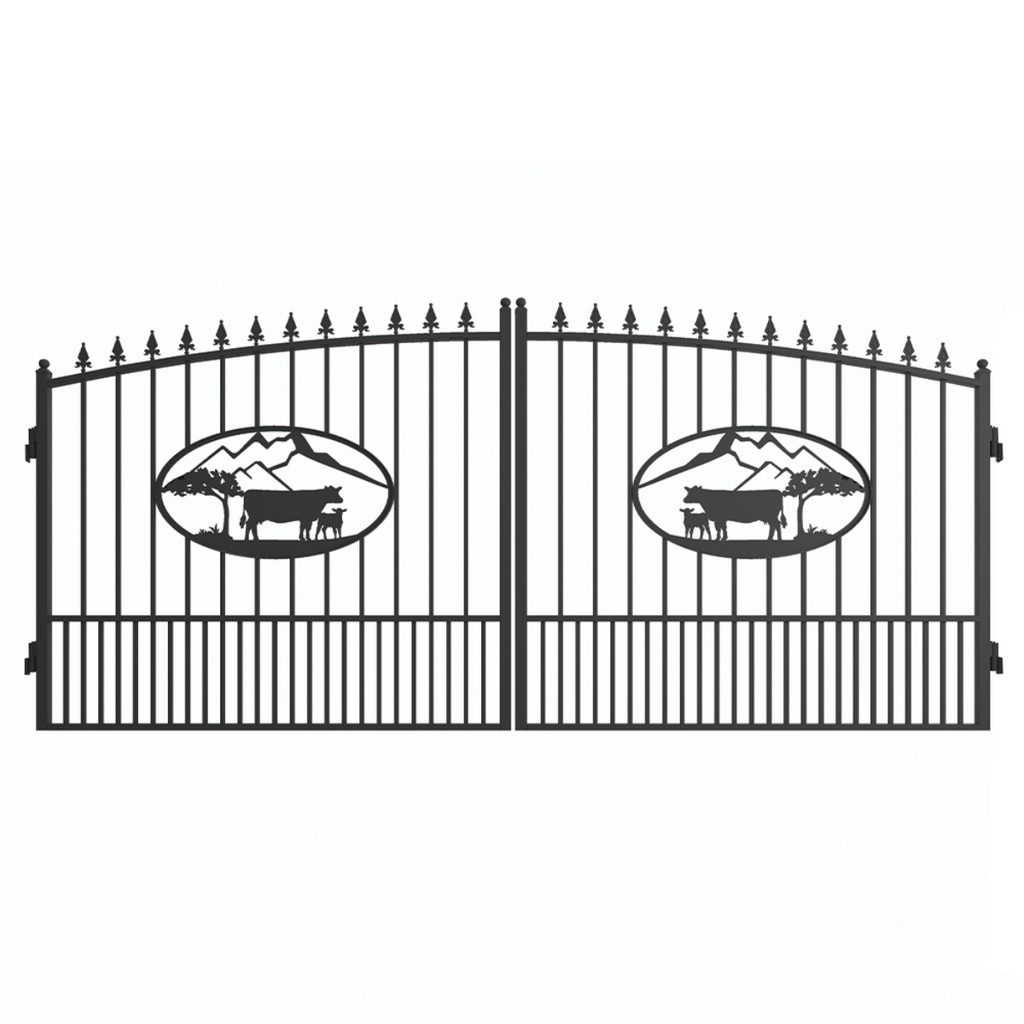14x8 ft Steel Dual Swing Driveway Gate