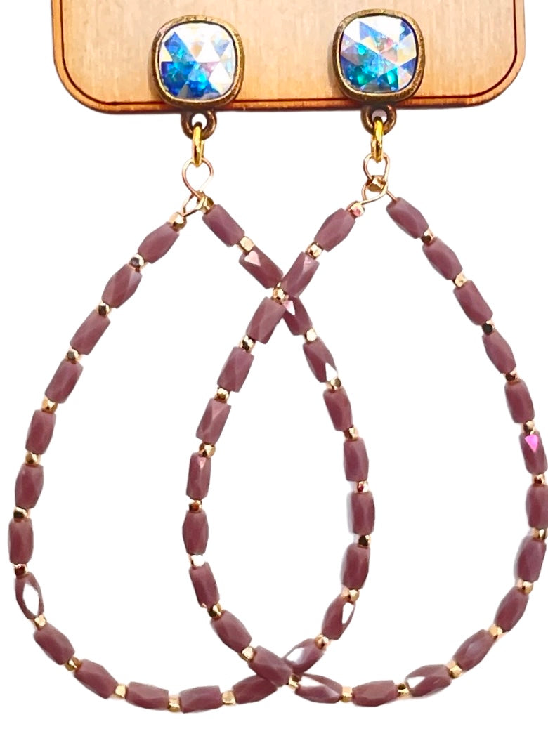 Rice bead teardrop earring with crystals from Swarovski®