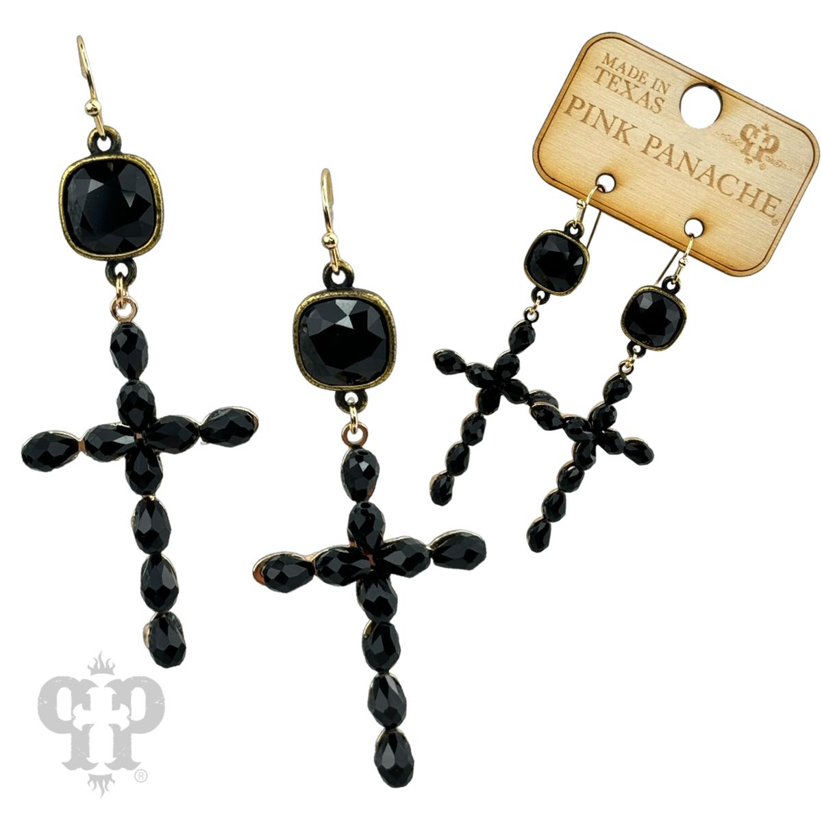 Beaded cross earring with crystals from Swarovski®- LC