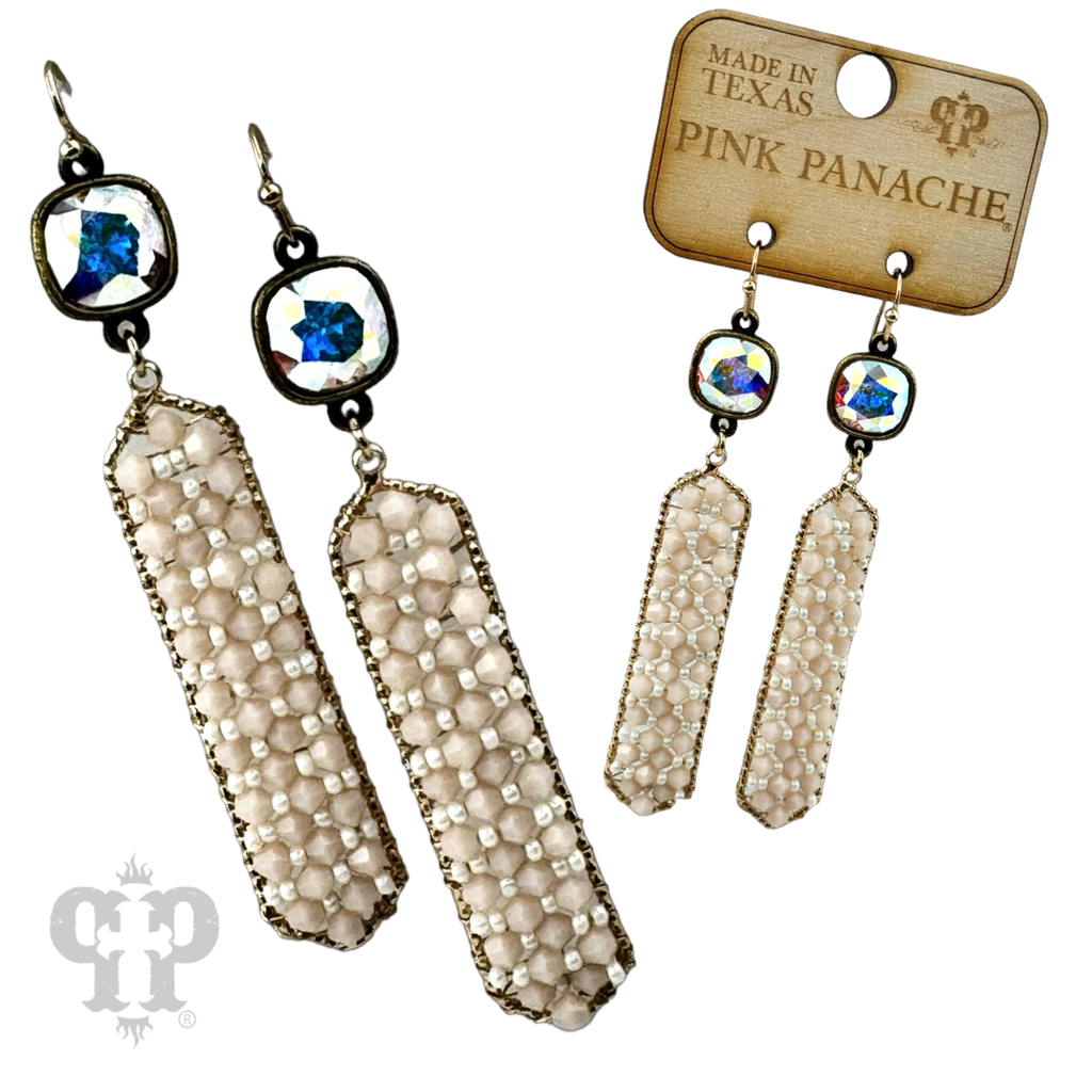 Bead wrapped hexagon dangle earring with crystals from Swarovski®- LC